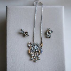 Bugbee Niles B.N. Jewelry Earrings Screw & Necklace With Pennant Pin Silver Tone